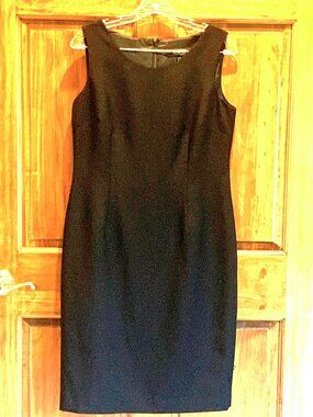 KASPER SEPARATES BLACK SLEEVELESS SHEATH DRESS, SIZE 8, EXCELLENT CONDITION
